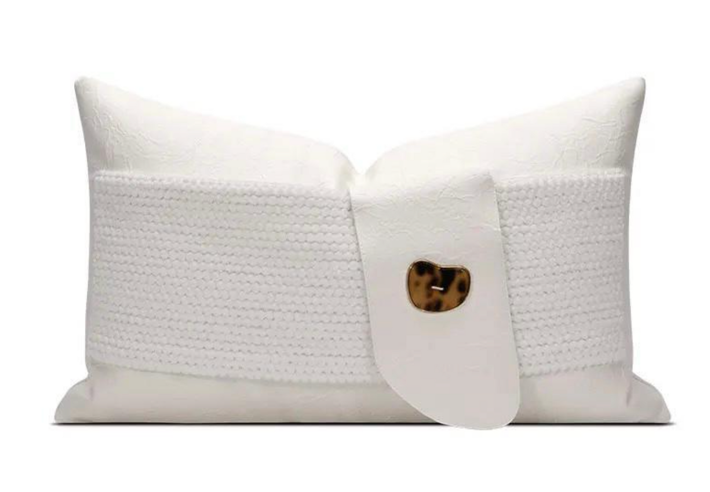 White Knit Tortoise Buckle Pillow