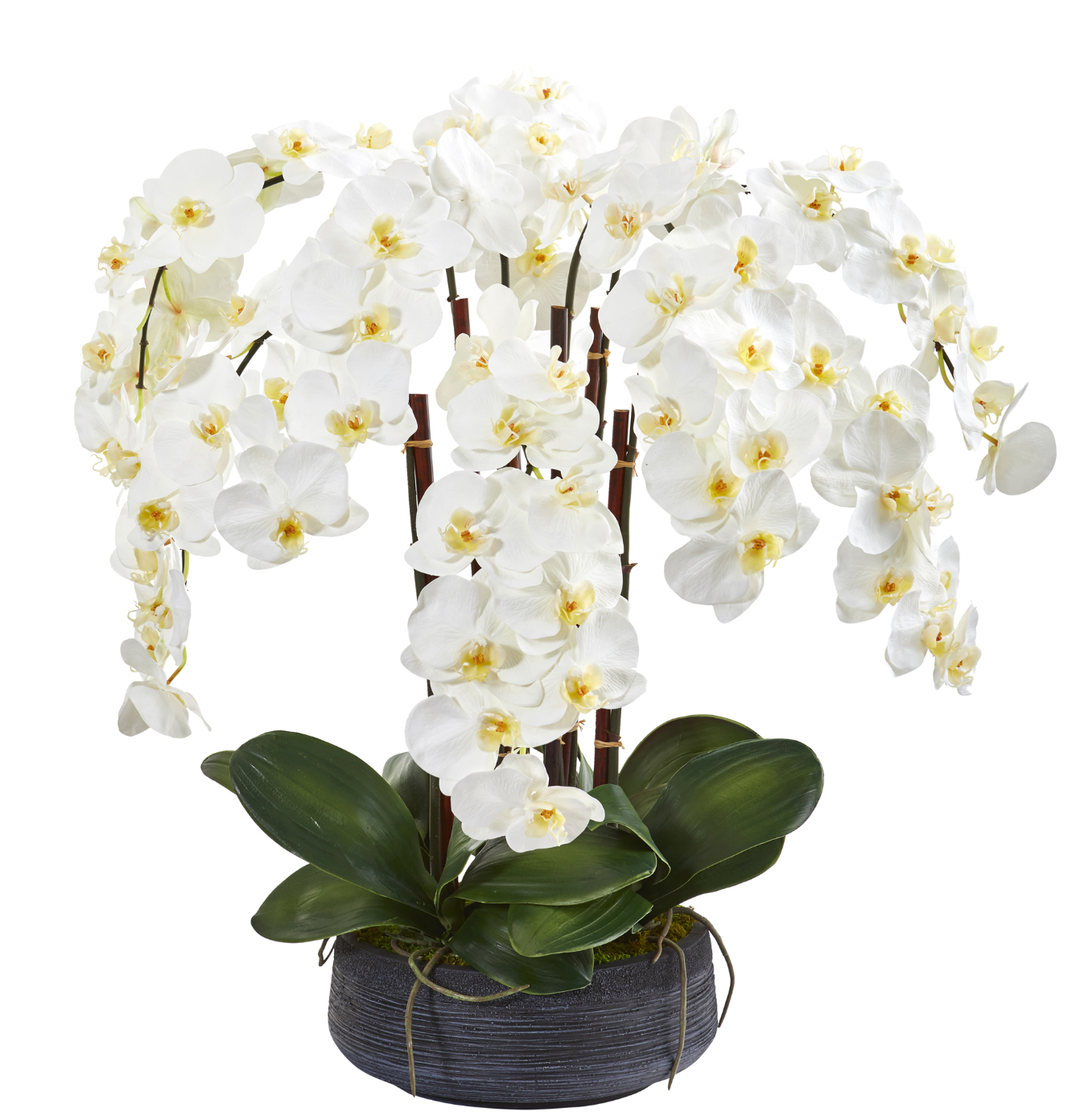 29” Phalaenopsis Orchid Artificial Arrangement In Decorative Bowl