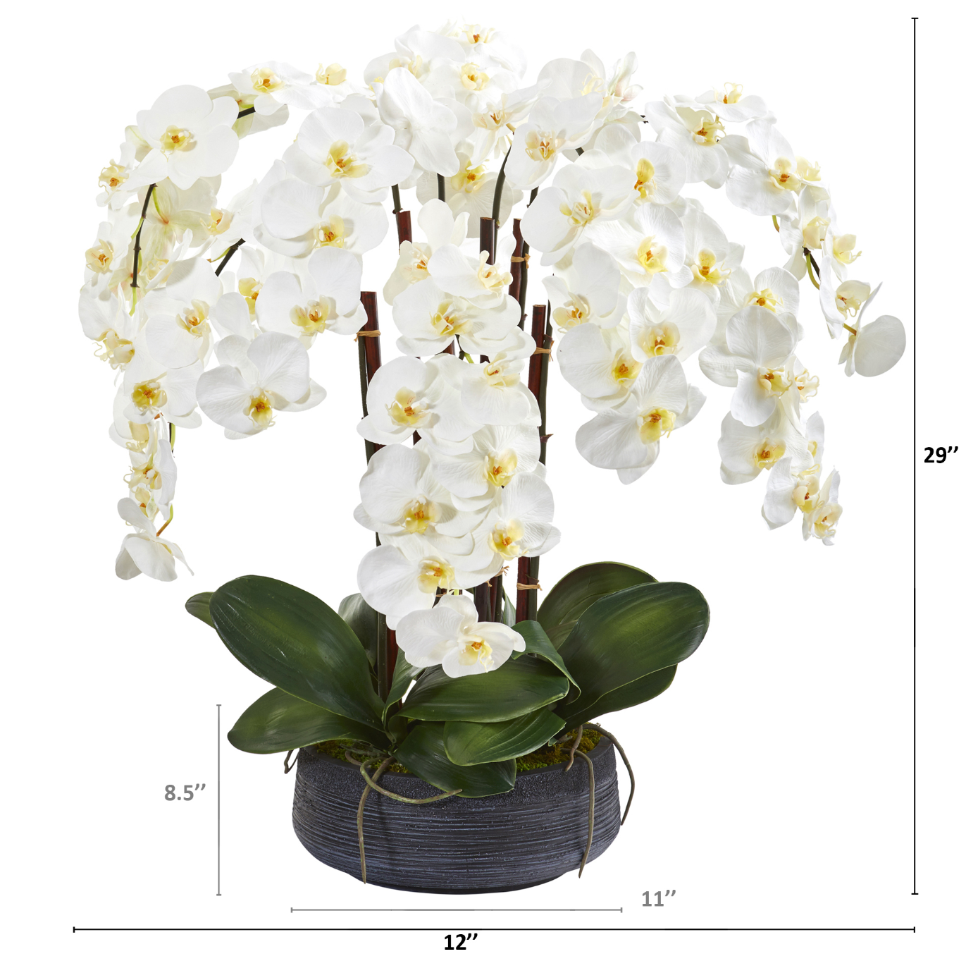 29” Phalaenopsis Orchid Artificial Arrangement In Decorative Bowl