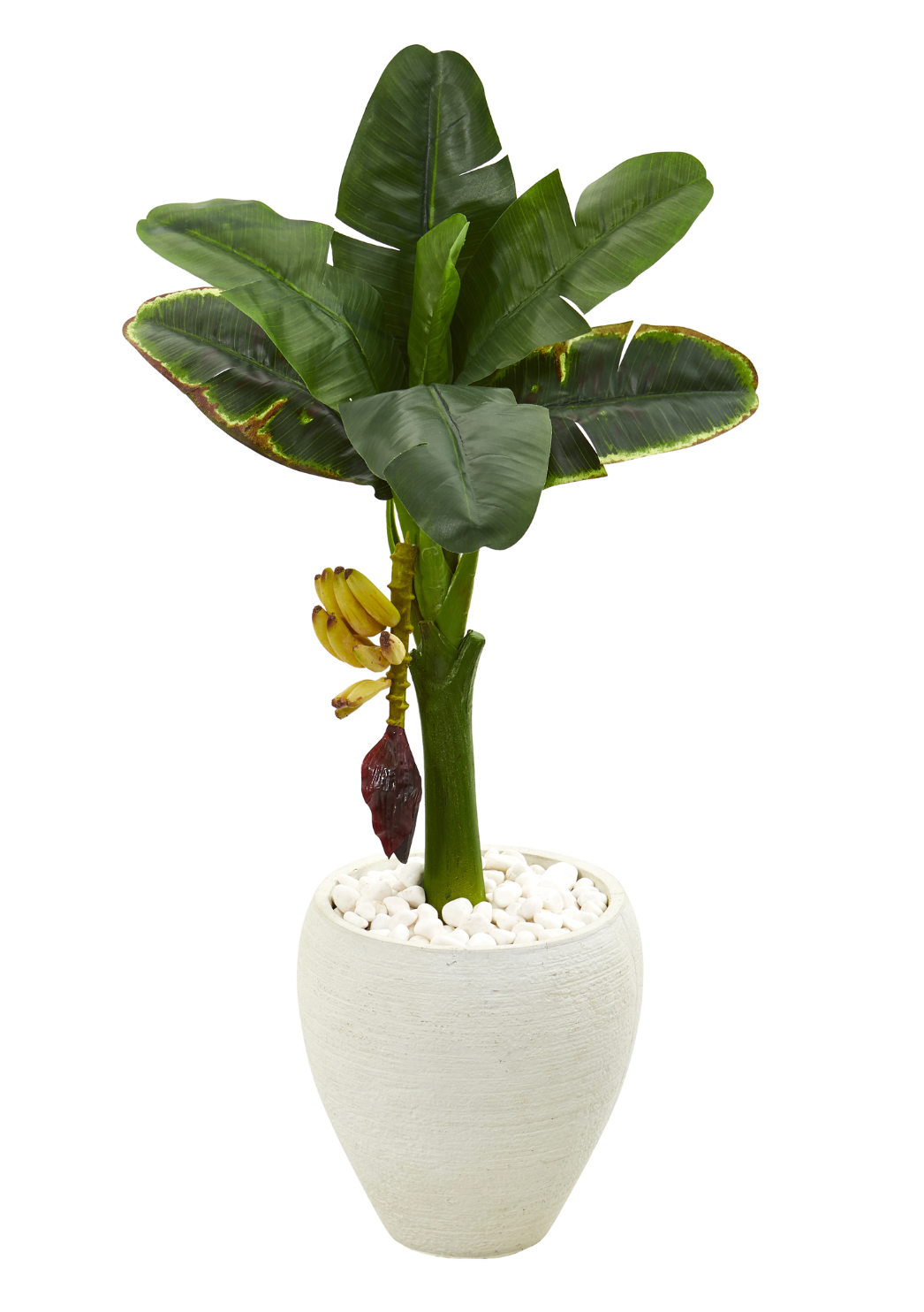 35” Banana Artificial Tree In White Planter
