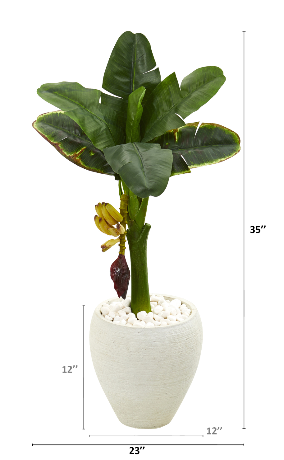 35” Banana Artificial Tree In White Planter