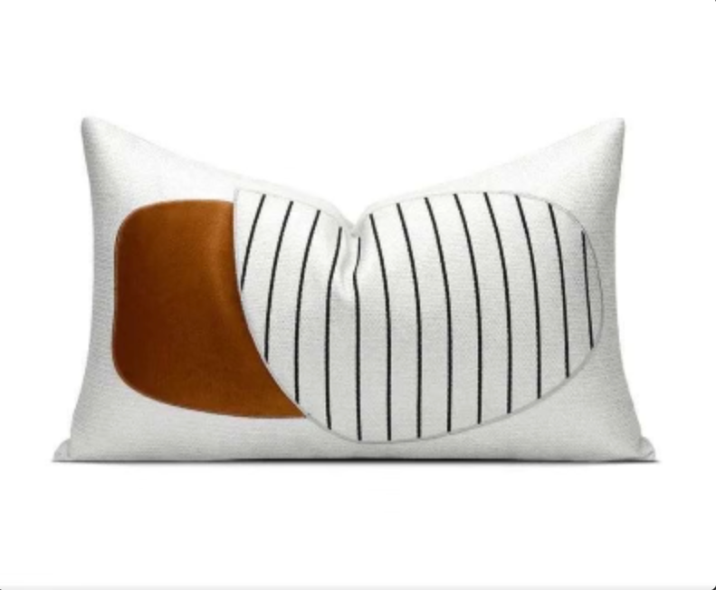 White Abstract Striped Pillow Cover