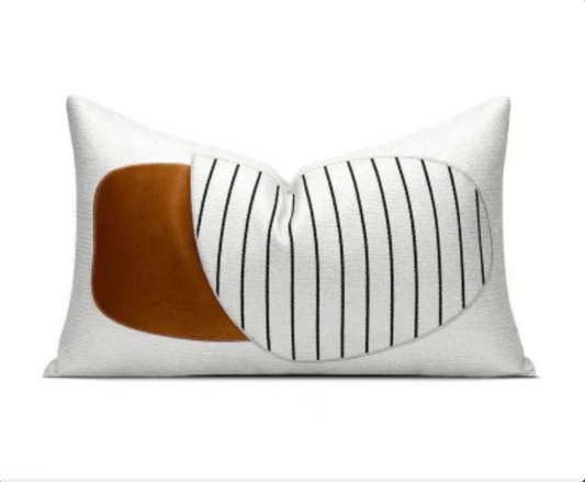 White Abstract Striped Pillow Cover