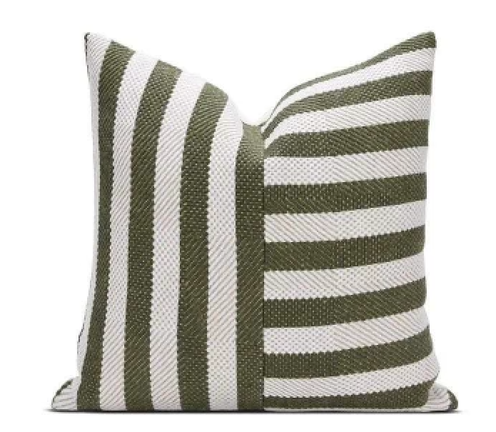Olive Stripe Pillow Cover