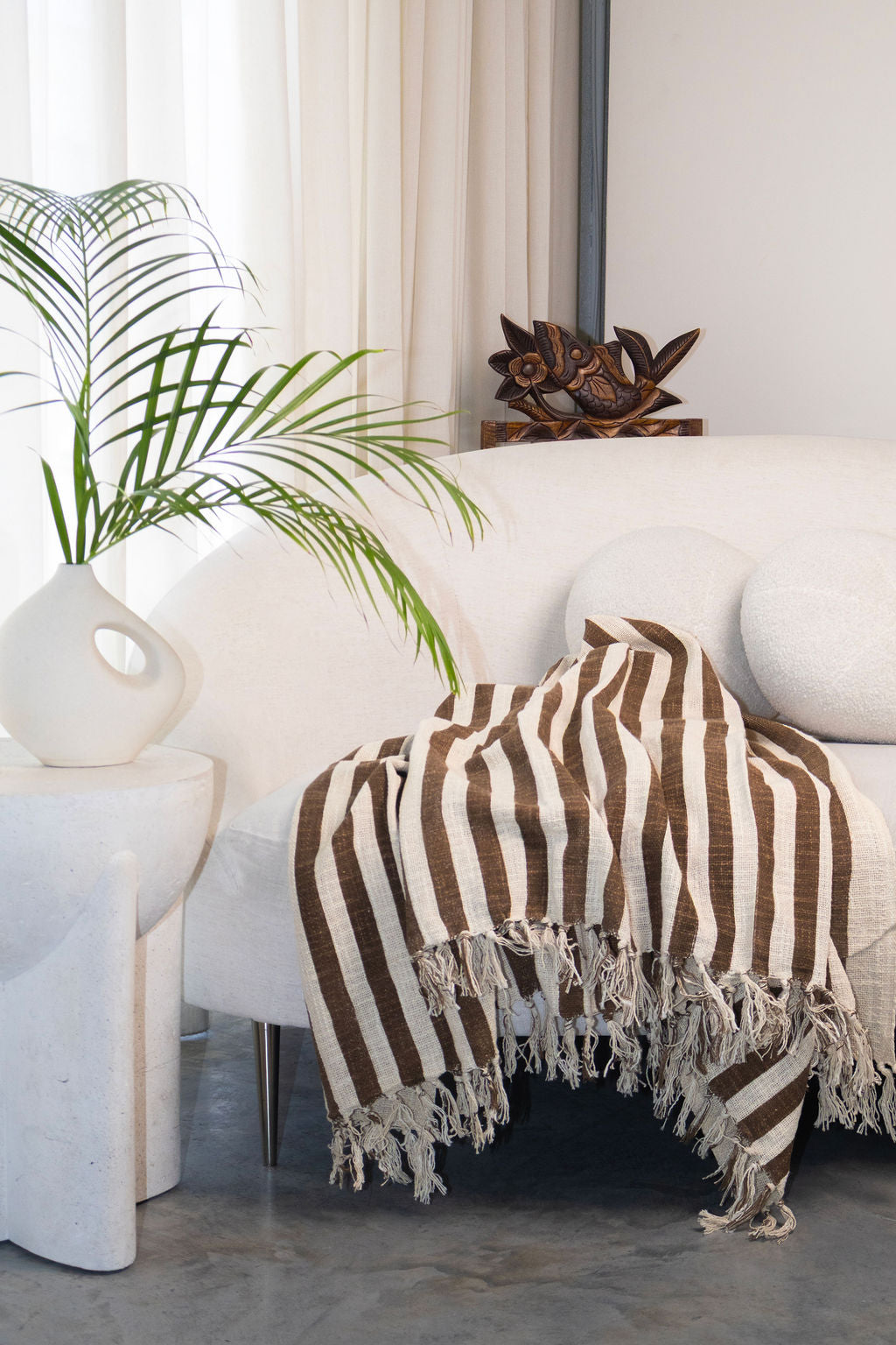 Stripe Linen Throw Blanket