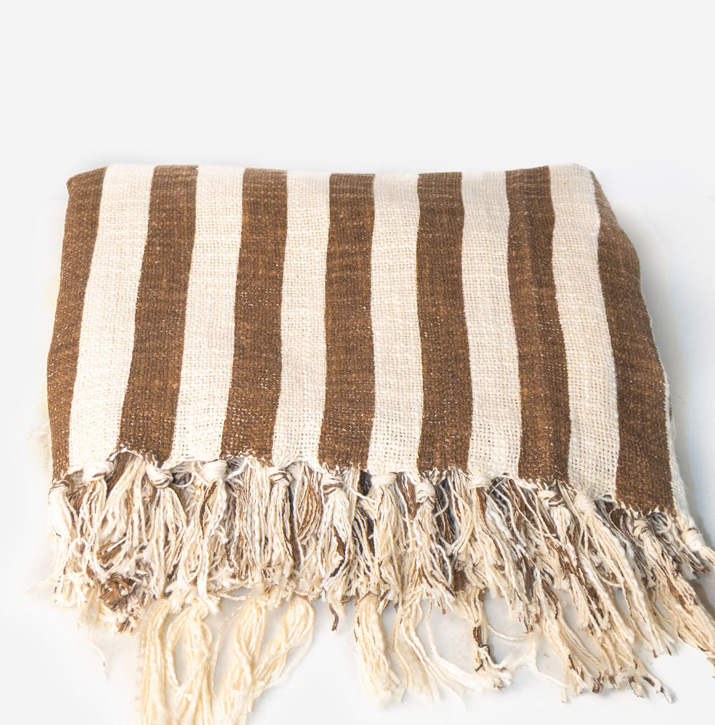 Stripe Linen Throw Blanket
