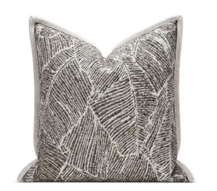 Grey Suede leaves Pillow 18 X 18